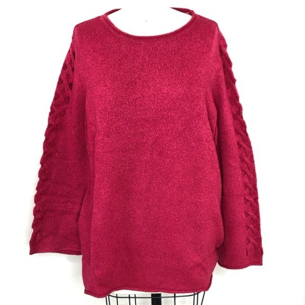 Lane Bryant Hot Pink Fuchsia Chenille Sweater, 14